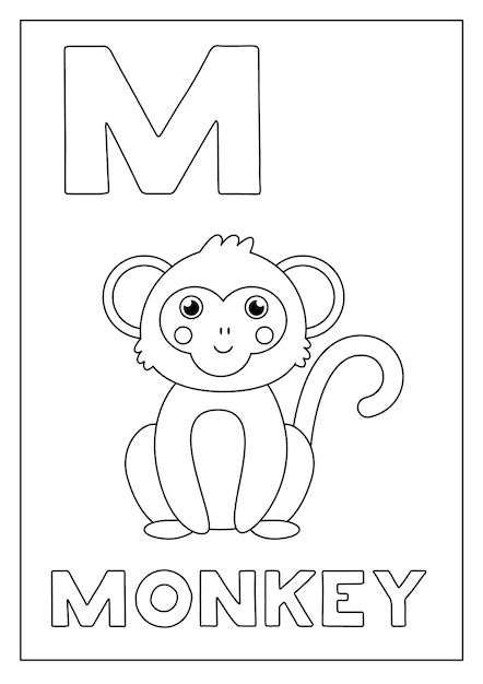 Letter M With Monkey Coloring Page Free Printable Coloring Pages