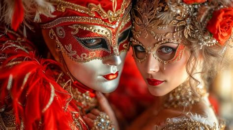 Premium Photo Beautiful Carnival Masked Ballroom Dance A Venetian Carnival Masquerade In Full