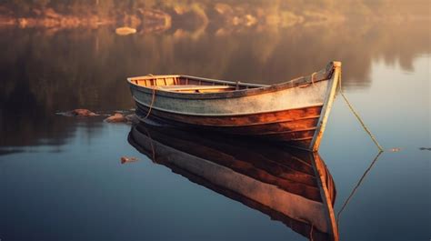 Premium AI Image | A boat on the water with a reflection of the sun