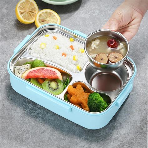 UPORS Kotak Makan Anti Tumpah Stainless Steel Lunch Box 4 Grid 1500ml