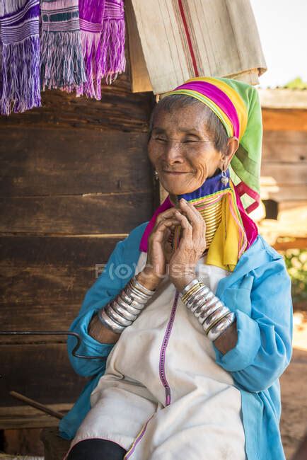 Senior Burmese Woman From Kayan Tribe AKA Padaung Long Neck Smiling