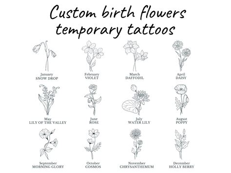 Geburt Monat Blume Tattoo temporäres Tattoo Etsy de