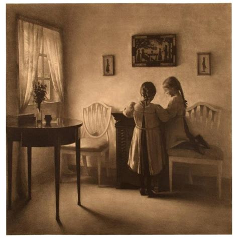 Peter Ilsted Mezzotinte Interior With Girls Playing 1890s At 1stdibs