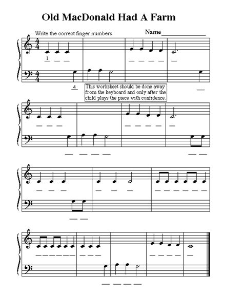 Piano Sheet Music For Kids