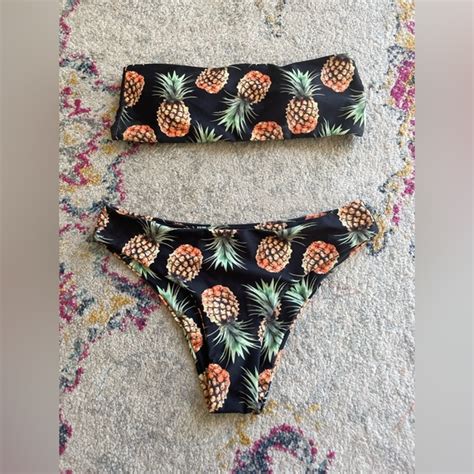 Zaful Swim Zaful 2 Piece Pineapple Bandeau Bikini Poshmark