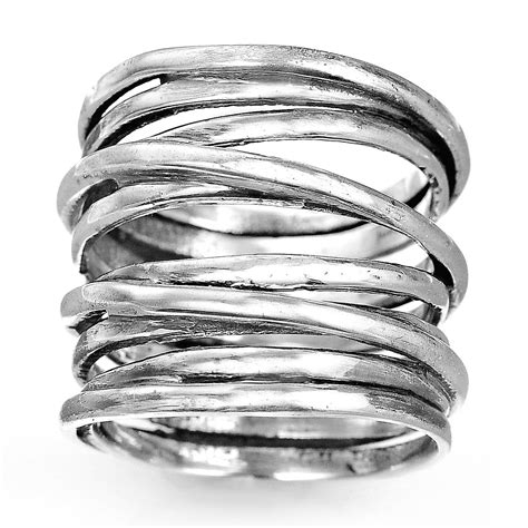 Chunky Wrap Wide Band Ring Sterling Silver Boho Magic Jewelry