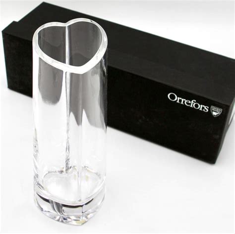 ORREFORS Sweden My Heart Crystal Vase Designed By Lars Hellsten All