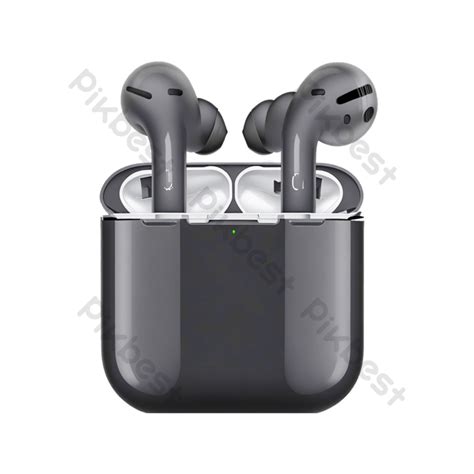 Sleek Black Air Pods Pngblack Bluetooth Earphones Png Png Images Psd