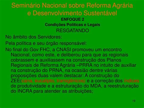 Ppt Semin Rio Nacional Sobre Reforma Agr Ria E Desenvolvimento