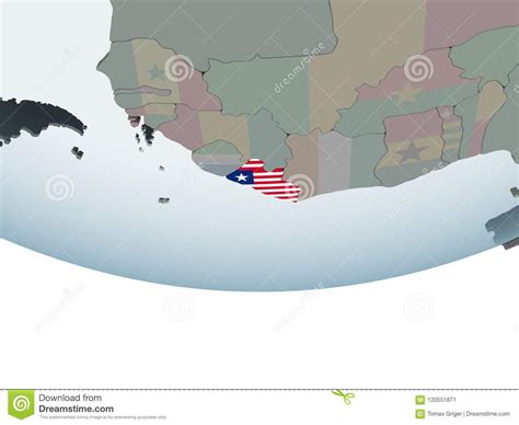 Liberia Con La Bandera En El Globo Stock De Ilustraci N Ilustraci N