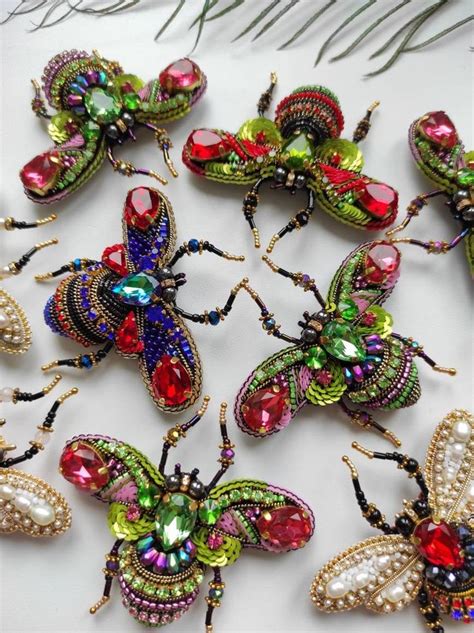 Beaded Brooch Insect Brooch Insect Pin Beetle Brooch Bug Etsy