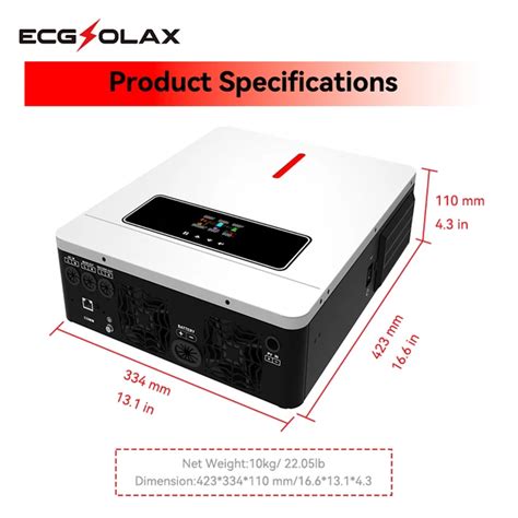 Ecgsolax W W Solar Hybrid Inverter Charger V V Battery Pure