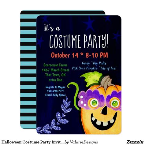 Halloween Costume Party Invitation cute pumpkin halloween costume party ...