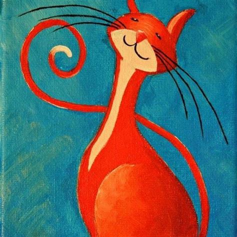 Great Picture Cat Painting Cat Art Illustration Whimsical Art