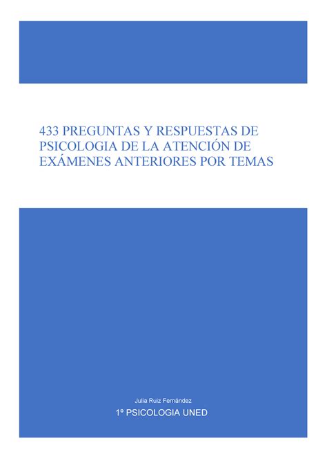 Recopilación de 433 preguntas y respuestas de Psicología de la Atención