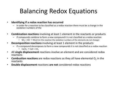 PPT - Balancing Redox Equations PowerPoint Presentation, free download ...