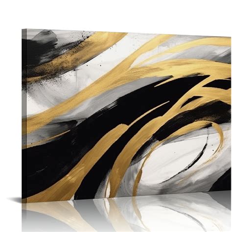 JEUXUS Abstract Canvas Prints Black And White Wall Art Pictures For