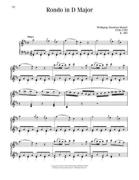 Rondo In D Major K By Wolfgang Amadeus Mozart Sheet Music For