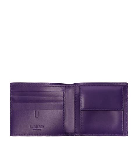 Mens Burberry Purple Leather Check Bifold Wallet Harrods Us