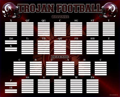 Football Depth Chart Template Excel