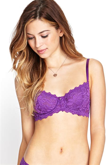 Lyst Forever 21 Floral Lace Demi Bra In Purple