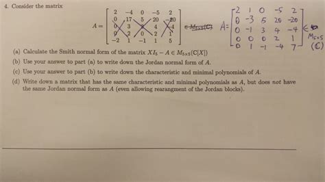 (a) Calculate the Smith normal form of the matrix | Chegg.com