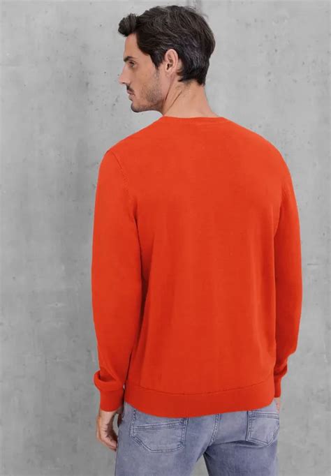 STREET ONE Pull over en mouliné doux pour hommes en Rouge STREET ONE