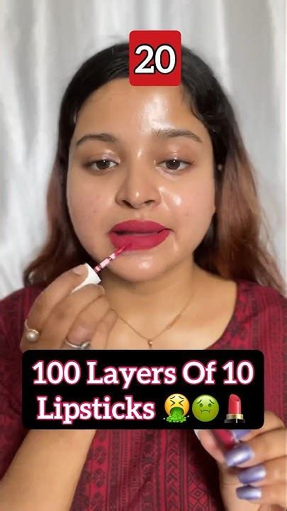 100 Layers Of 10 Lipsticks 🤢🤮💄viral Shorts Youtubeshorts