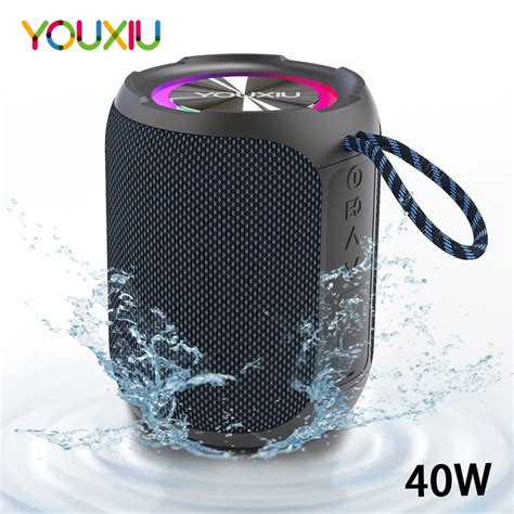 Youxiu 40w portátil alto falante bluetooth subwoofer 360 graus estéreo