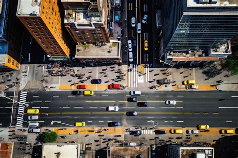 Premium Photo Busy Street Drone Photo Aerial View Of A Busy Street