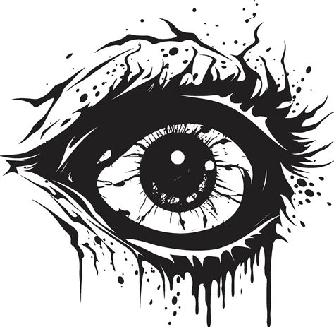 Horrifying Stare Black Creepy Eye Logo Spooky Zombie Gaze Vector Scary ...