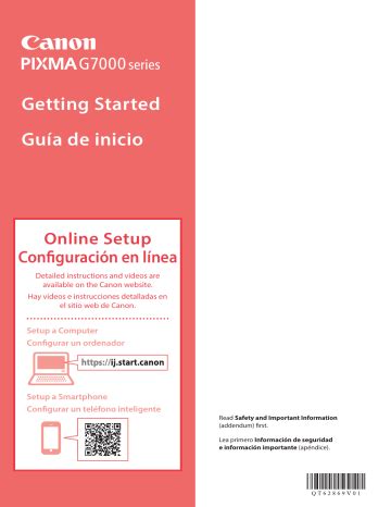 Canon PIXMA G7020 printer Getting Started Guide | Manualzz