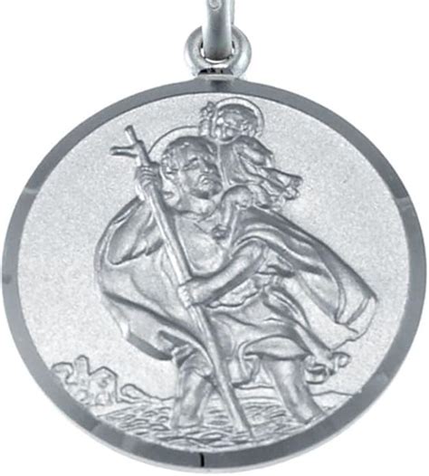 Large Mens Heavy Sterling Silver St Christopher Pendant With 20 Chain