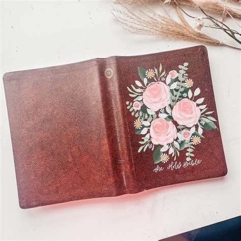 Custom Painted Floral Leather Journaling Bible Etsy