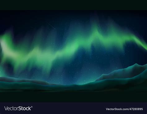 Northern lights aurora boreal stunning green Vector Image