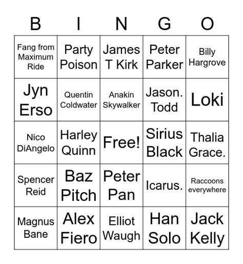 Kinnie Bingo Card