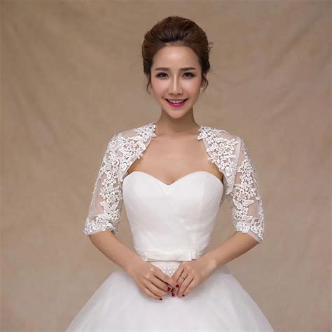 CHENLVXIE 2017 New Lace Short Ivory Red Autumn Applique Bridal Shawl