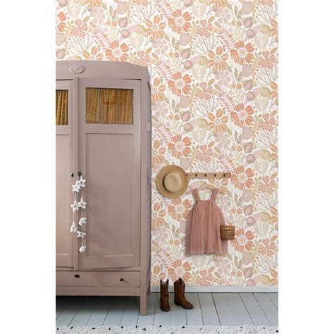 ESTAhome Behang Bloemmotief Lila Roze Licht Terracotta En Beige