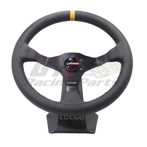 Volante Ring Couro Preto Tarja Amarela Lotse Gti Racing Parts