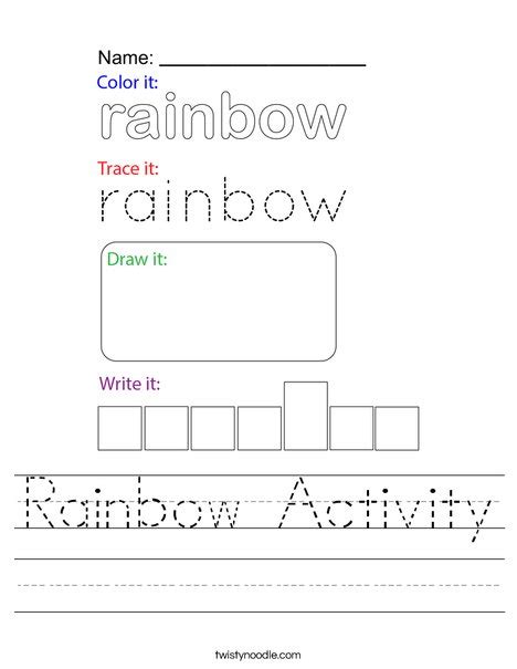 rainbow activity worksheet twisty noodle
