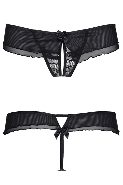 String Ouvert Plus Size Schwarz