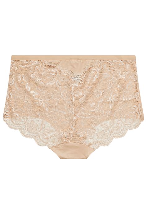YOURS Plus Size PACK Nude Lace Trim Briefs Yours Clothing