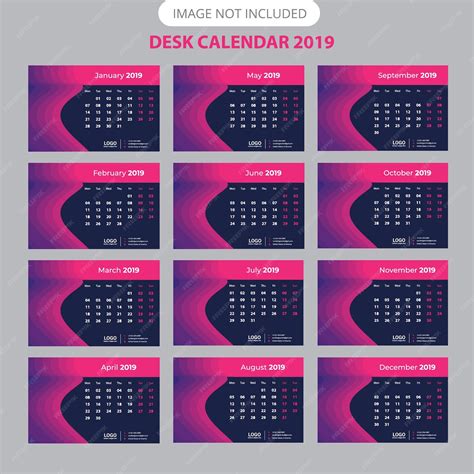 Premium Vector Desk Calendar 2019