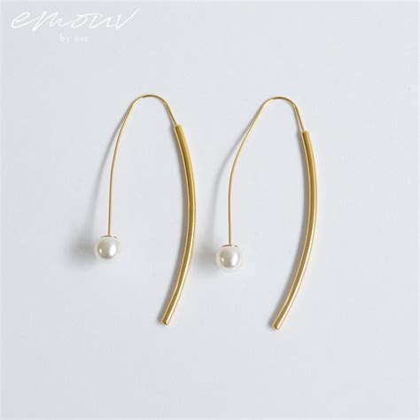 楽天市場emouv by est ロングパールピアス ピアス ゴールド アクセサリー トレンド 旬 サージカルステンレス 金属アレルギー