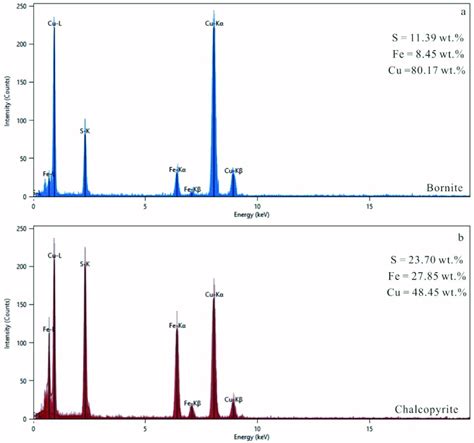 A Tem Eds Spectra For Bornite B Tem Eds Spectra For Chalcopyrite Download Scientific Diagram