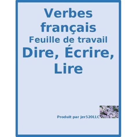 Dire Écrire Lire en français Feuille de travail 1