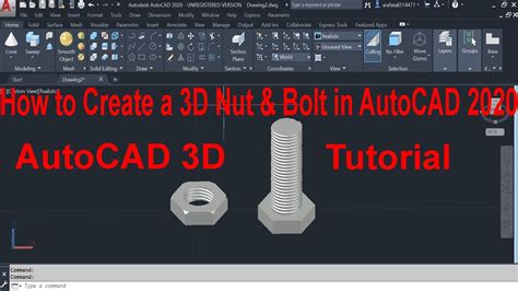 How To Draw A 3D Nut Bolt In AutoCAD 2020 AutoCAd Tutorial