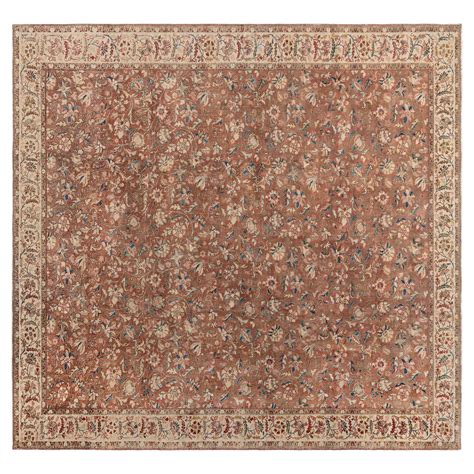 Antique Persian Tabriz Brown Handmade Wool Rug For Sale At Stdibs