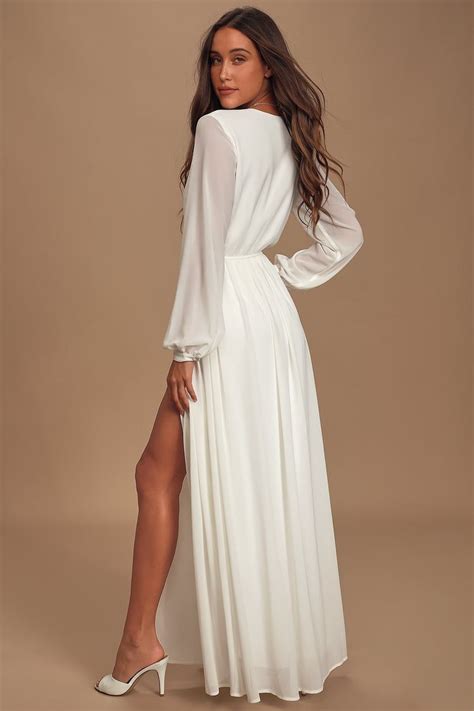 Wondrous Water Lilies White Maxi Dress