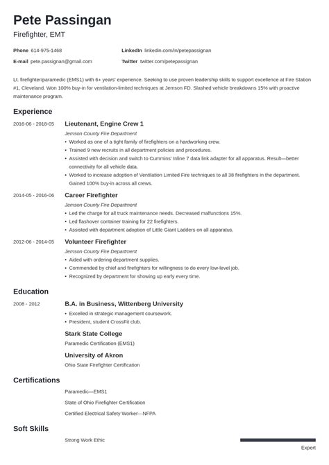 Entry Level Firefighter Resume